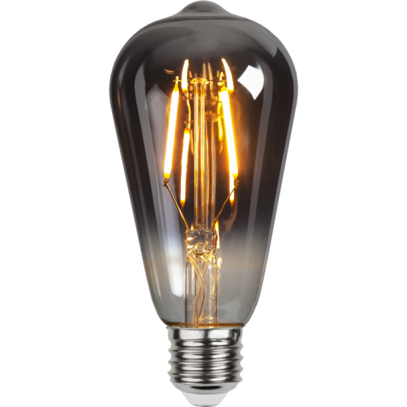 Led Spuldze E27 ST64 Smoky Stikls Led Spuldze Filament 2W 100Lm Silti Balta 2700k CRI80