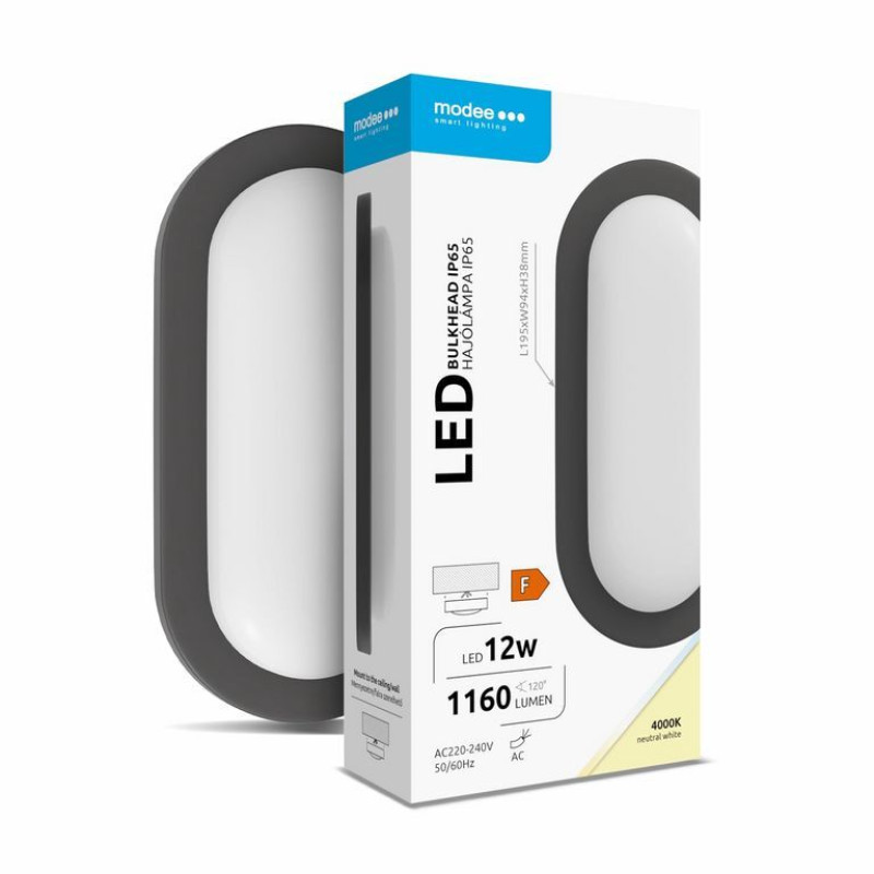12W 1160Lm LED Ovāls Virsapmetuma Griestu Panelis Neitrāli Balts (4000k) Melns korpuss
