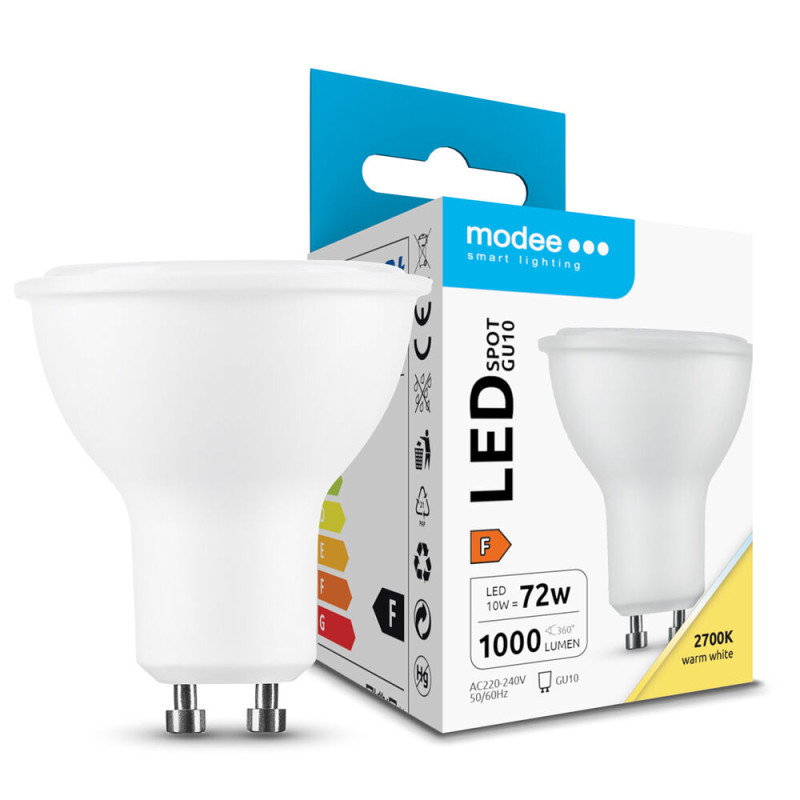GU10 Led Spuldze Modee 10.0W 1000Lm Silti Balta 2700k
