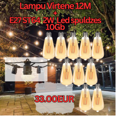 Set of Led Garden String 10m Long with 10 Bulbs With 2W for Events and Parties