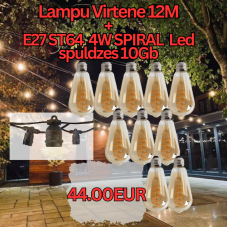 Set of Led Garden String 10m Long with 10 Bulbs 4W SPIRAL for Events and Parties