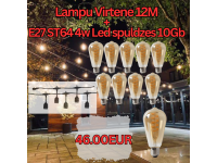 Komplekts Led Dārza Virtene 10m Gara ar 10 SPIRAL Spuldzēm Pasākumiem Un Viesībām