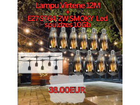 Komplekts Led Dārza Virtene 10m Gara ar 10 SMOKY Spuldzēm Pasākumiem Un Viesībām