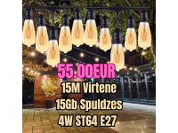 Set of Led Garden String 15m Long with 15 Bulbs for Events and Parties
