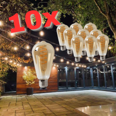 10 Gabalas E27 ST64 Zelta Stikls Led Spuldze Spirāle 4W 270Lm Silti Balta 2700k  CRI80
