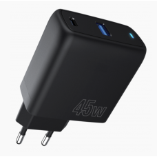Proove Silicone Power Plus Fast Charger 45w 2 Ports (1*USB 1*Type-C) Black