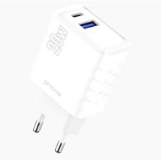 Proove Speed ​​Surge Fast Charger 20w 2 Ports (1*USB 1*Type-C) White