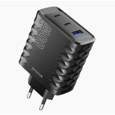 Proove Speed ​​Surge Gan Fast Charger 65w 3 Ports (1*USB 2*Type-C) Black