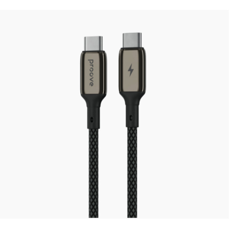 Type-C To Type-C PROOVE Dense Metal Charging (3.0A) 60w Cable Braided 1M Black
