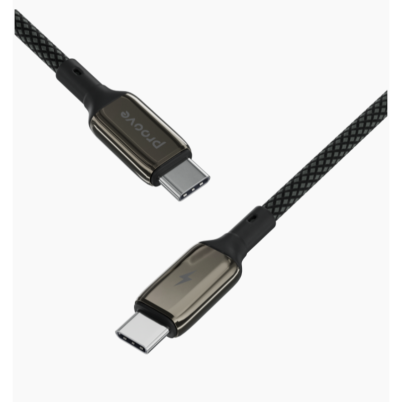 Type-C To Type-C PROOVE Dense Metal Charging (3.0A) 60w Cable Braided 1M Black