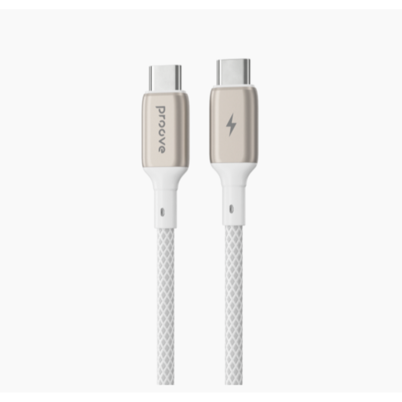 Type-C To Type-C PROOVE Dense Metal Charging (3.0A) 60w Cable Braided 1M White