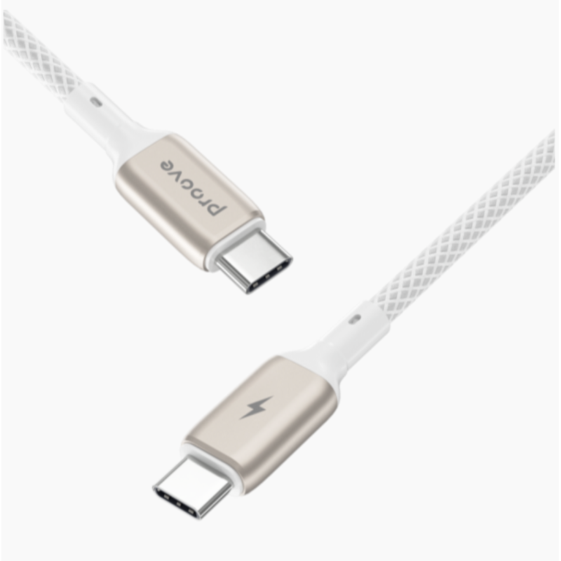 Type-C To Type-C PROOVE Dense Metal Charging (3.0A) 60w Cable Braided 1M White