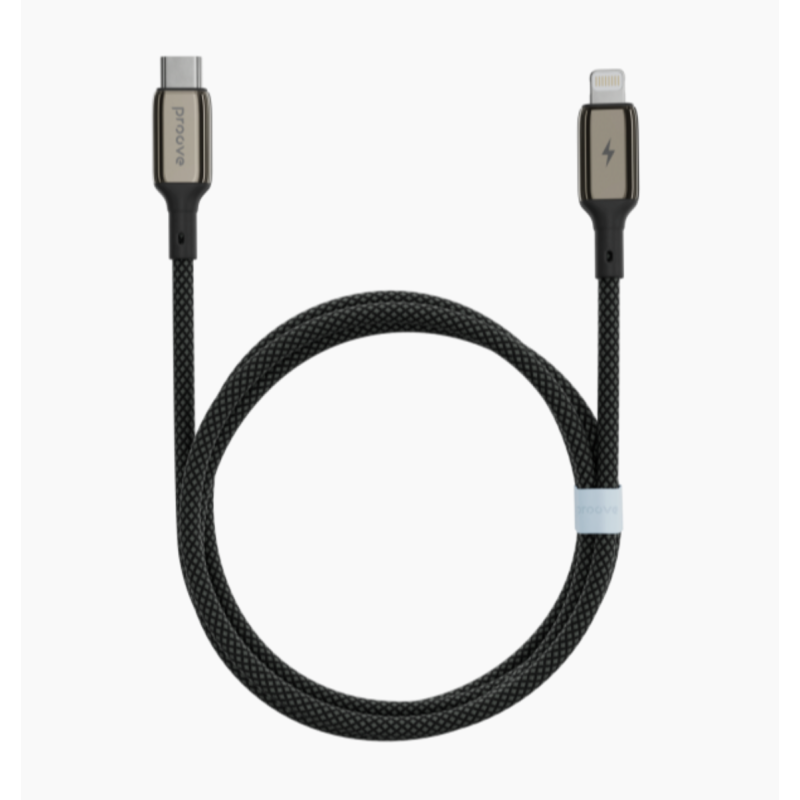 Type-C To Lightning PROOVE Dense Metal Charging (3.0A) 27w Cable Braided 1M Black