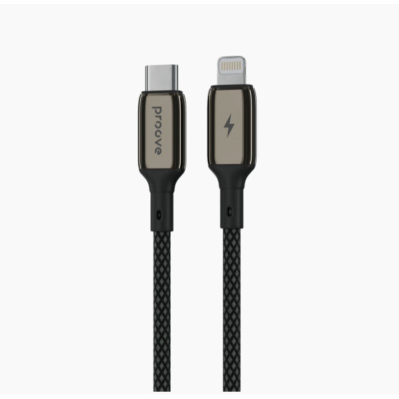 Type-C To Lightning PROOVE Dense Metal Charging (3.0A) 27w Cable Braided 1M Black