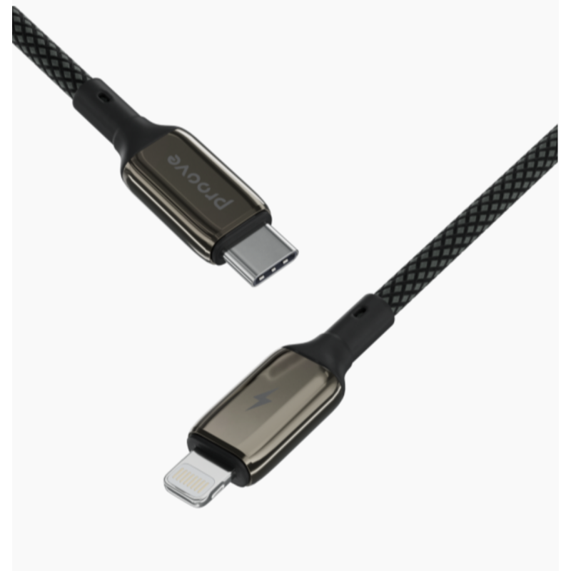 Type-C To Lightning PROOVE Dense Metal Charging (3.0A) 27w Cable Braided 1M Black
