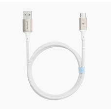 USB To Type-C PROOVE Dense Metal Uzlādes (2.4A) Kabelis Pītais 1M Balts