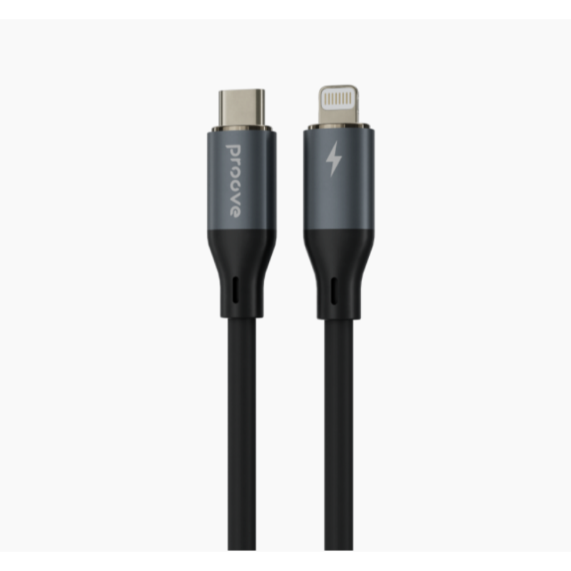 Type-C To Lightning PROOVE Powerfull Charging (3.0A) 30w Cable Braided 1M Black