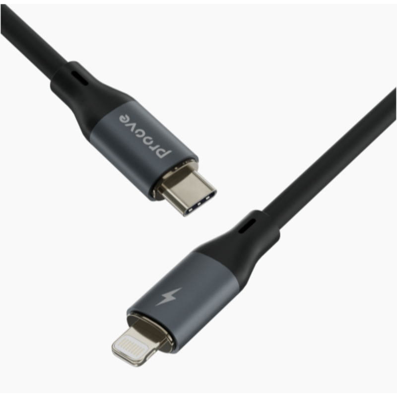 Type-C To Lightning PROOVE Powerfull Charging (3.0A) 30w Cable Braided 1M Black