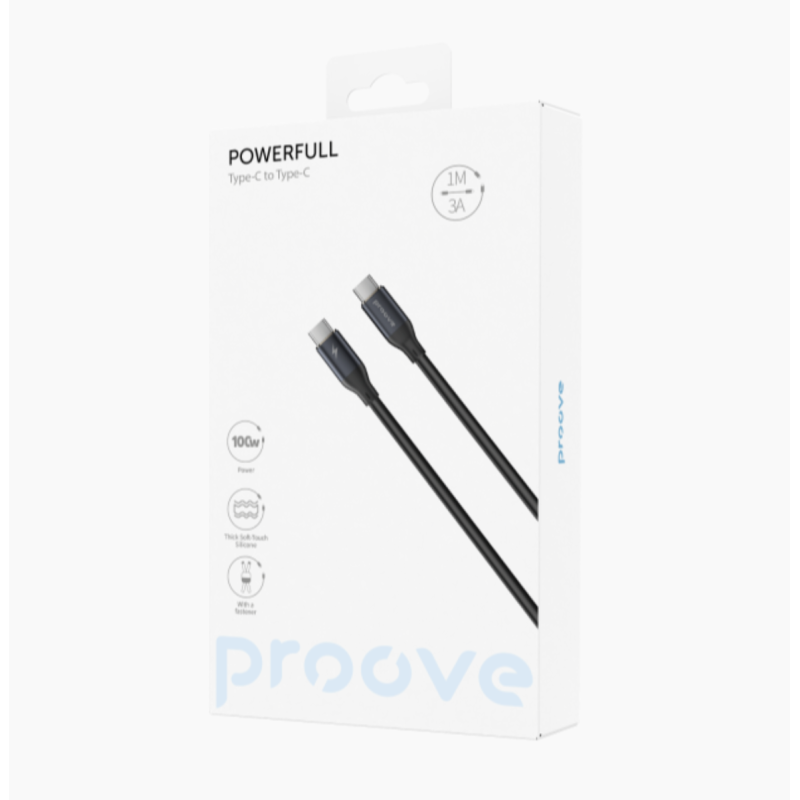 Type-C To Type-C PROOVE Powerfull Charging (3.0A) 100w Cable Braided 1M Black