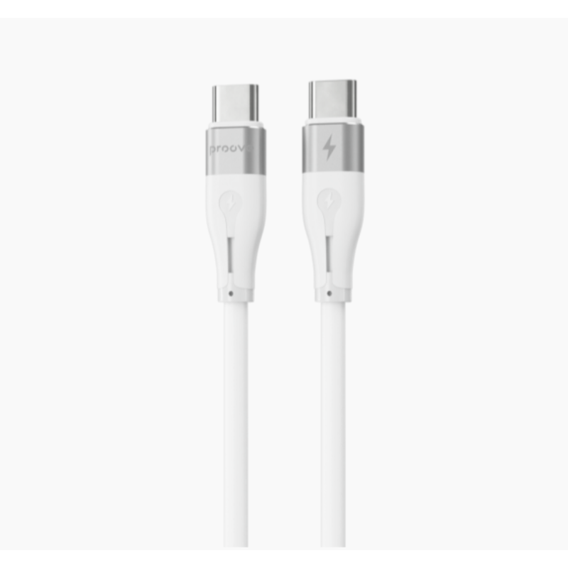 Type-C To Type-C PROOVE Soft Silicone Charging (3.0A) 60w Cable Braided 1M White