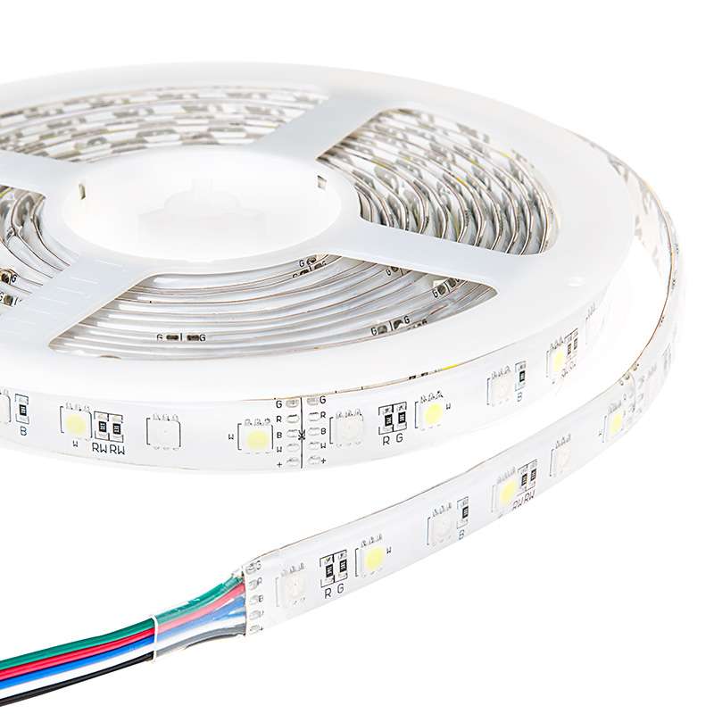 Cena par 1 metru Led Lenta 5050 60 RGB+WW Daudzkrāsu + Silti Balta IP20