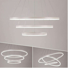 3 Ring Led Round Ceiling Chandelier White 1000+800+600mm 120W (14400Lm) With Remote Control And Application