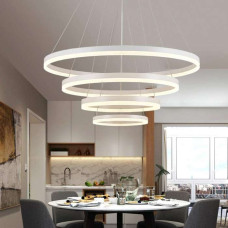 4 Ring Led Round Ceiling Chandelier White 800+600+400+200mm 100W (12000Lm) With Remote Control And Application