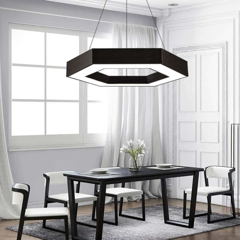 Sešstūrains (Hexagonal) LED Griestu Panelis Melns 400mm 30W (3600Lm) Ar Tālvadības Pulti
