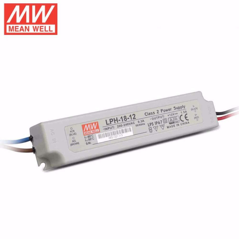Meanwell Power Supply for LED Strips 18W / 1.5A IP67