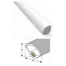Cena par 1 metru LED Lentas Silikona Profils Stūra Baltu Pamatni 14*22mm 180°