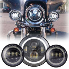LED Motocikla Tālās un Tuvās Gaismas Lukturi ar DRL un Pagriezienu 60+30W 