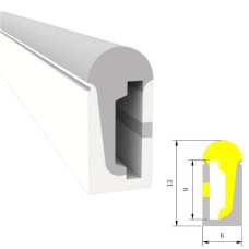 Cena par 1 metru LED Lentas Silikona Profils Baltu Pamatni 6*13mm 120°