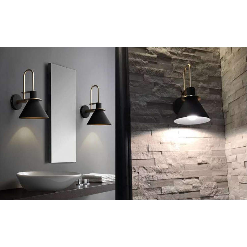 Retro Stila Sienas Lampa ar E27 Patronu Melna