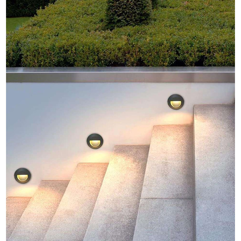 Black Round Stair LED Lighting Panel 2W 3000K