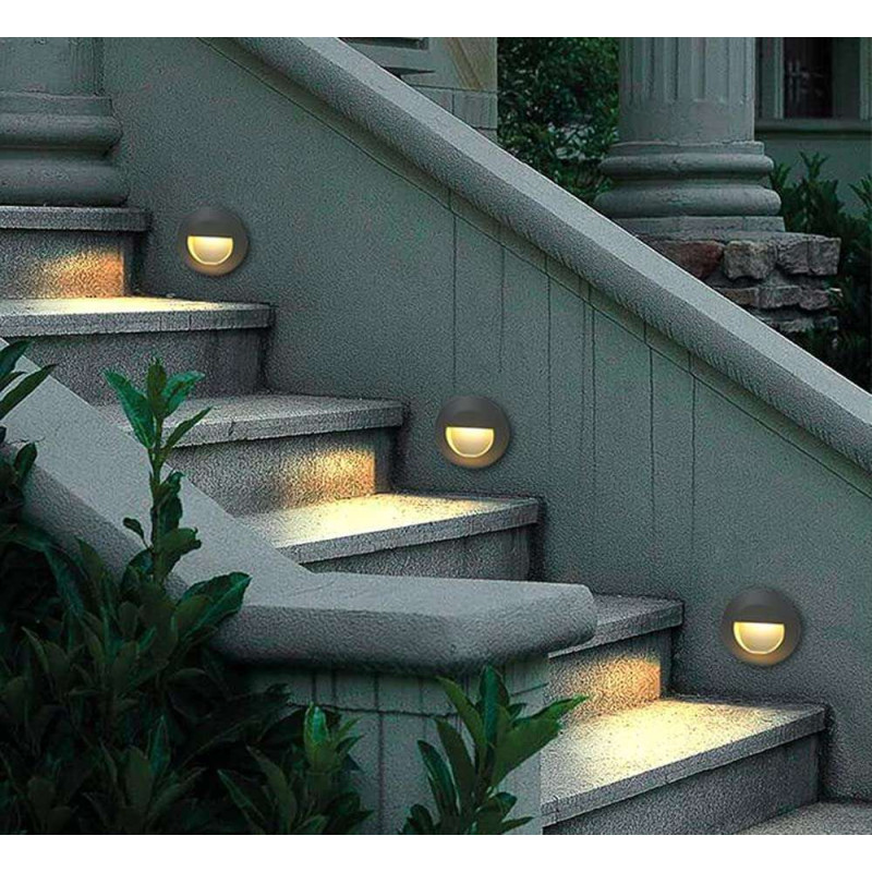 Black Round Stair LED Lighting Panel 2W 3000K