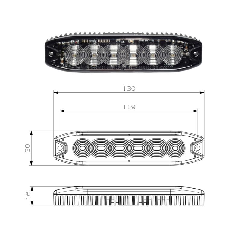 6 LED Beacon Grille 18W Blue 12-24V