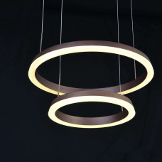 2 Riņķu Led Apaļa Griestu Lustra Kafijas Brūna 1000+800mm 80W Ar Tālvadības Pulti 