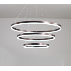 3 Ring Led Round Ceiling Chandelier Coffee Brown 600mm 60W With Remote Control