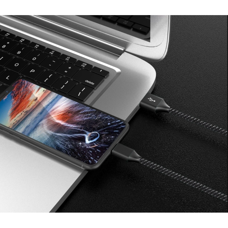 Type-C Uzlādes (2.1A) USB Kabelis Pītais 2M