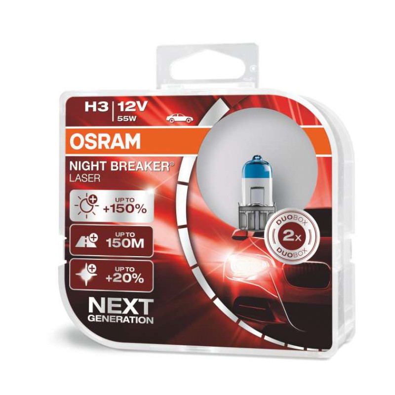 Halogēnspuldze Osram Night Breaker LASER +150% H3 (Pāris)