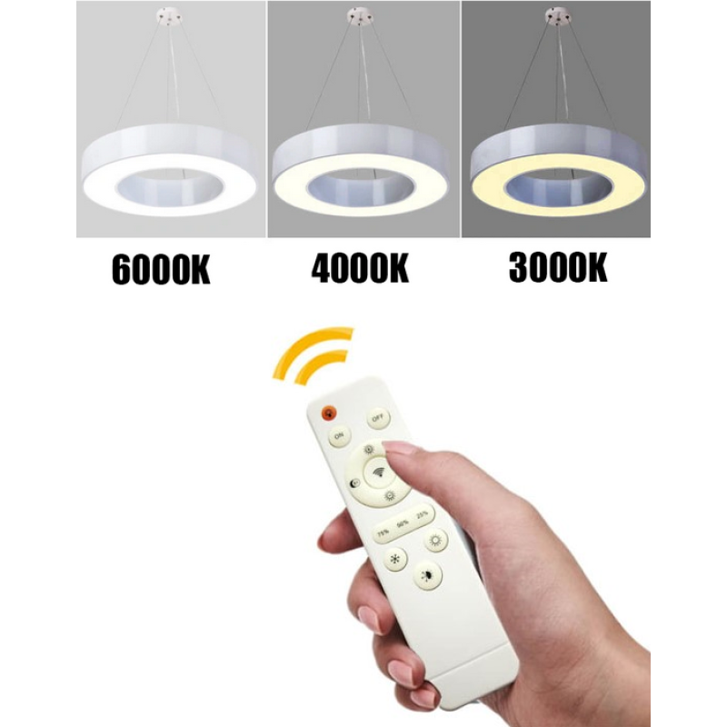 2 Riņķu Led Apaļa Griestu Lustra Balta 600+400mm 44W Ar Tālvadības Pulti 