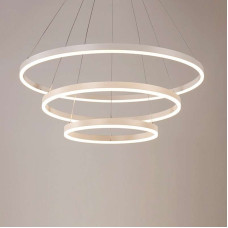 3 Riņķu Led Apaļa Griestu Lustra Balta 600+400+300mm 60W Ar Tālvadības Pulti 
