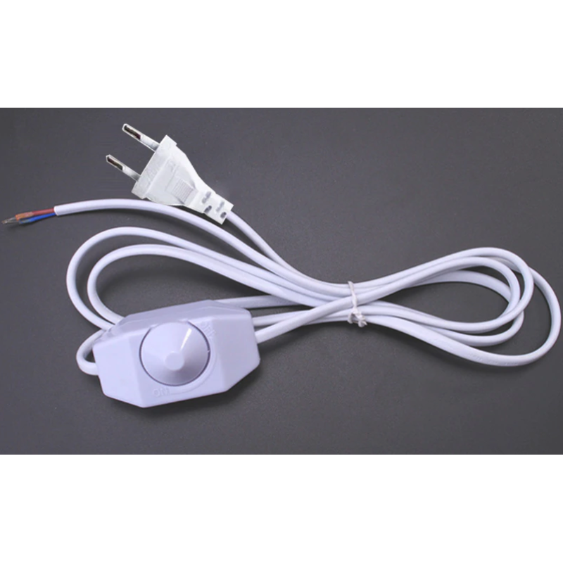 220V Strāvas Vads Ar Dimmer Slēdzi Balts